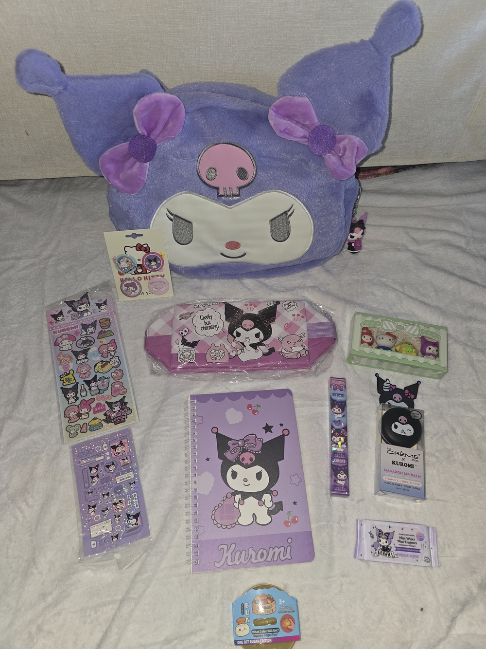 Sanrio Kuromi Plush Backpack and Accessories Bundle - Purple